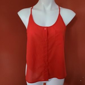 Forever 21 Orange Button Up Tank Size Small